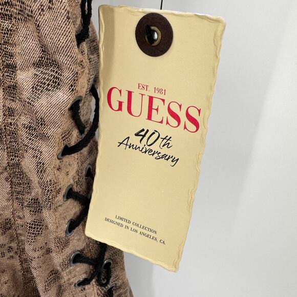 GUESS Bodycon Dress Womens XS Brown Rio Snake Print 40th Anniversary Edition NEW - Picture 4 of 12